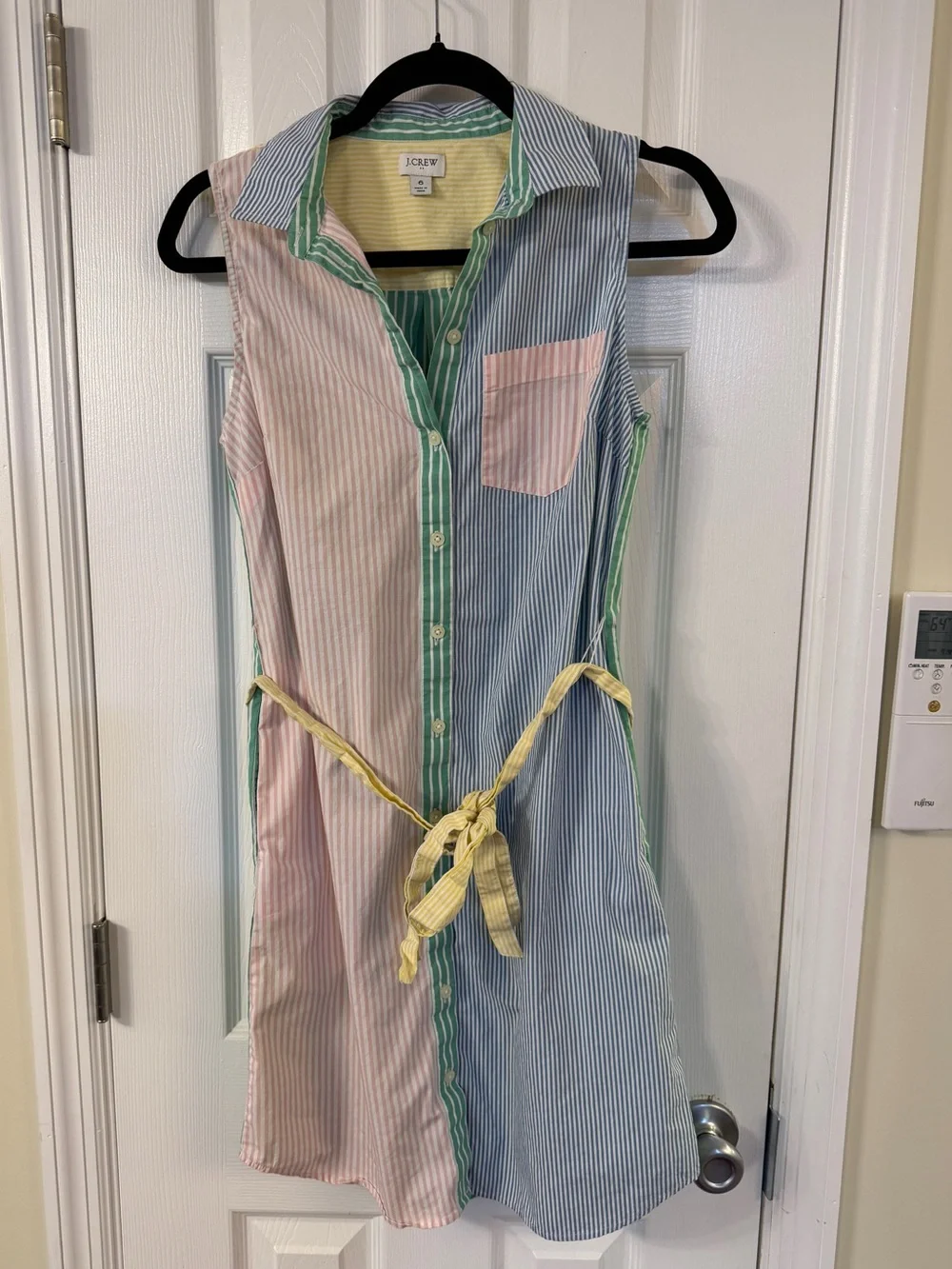 J.Crew Re-Imagined Sleeveless Striped Shirt Dress Size 6 Pastel Colorblock